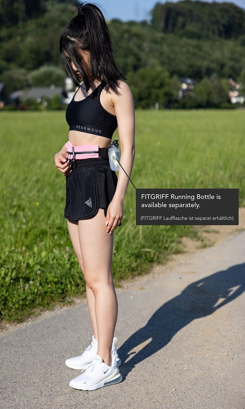 FitgriffÂ® Running Belt for Men & Women - Secure Jogging Pouch for Phone, Keys & Essentials - For All Cell Phones (Pink, 24.5" - 35.5" Waist Size) - Image 3